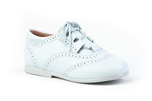 Zapatos Inglesitos para Niños Todo Piel mod.505. Calzado Infantil Made in Spain, Garantia de Calidad. (18, Azul Celeste)