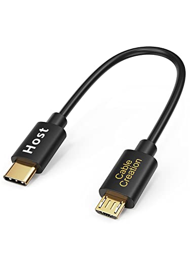 CableCreation Corto USB Tipo C (USB-C) a USB 2.0 Micro USB Macho Cable, USB-C para Apple el Macbook, Chromebook Pixel y más, 0,2 Meter/Negro