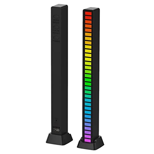 Compasty - Barras luminosas LED inteligentes, indicador de nivel de música RGB, control de audio de voz USB, 32 bits para juegos de coche, PC, TV