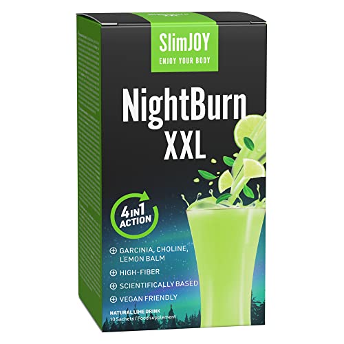 SlimJOY NightBurn XXL con Garcinia Cambogia, Achicoria y Colina | Termogénico alto en Fibra | 3x10 sobres | Con E-libro gratuito