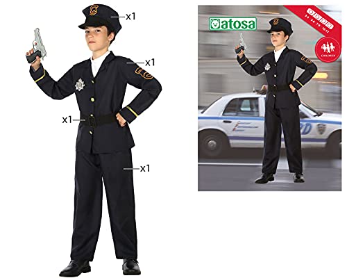 ATOSA disfraz policia niño infantil azul marino 10 a 12 años