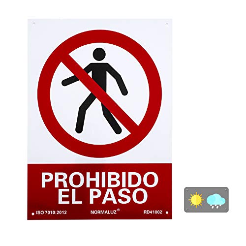 Normaluz RD41002 - Señal Prohibido El Paso Carteles PVC 0.7 mm 30x40 cm, Rosso