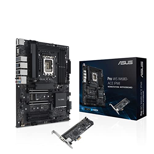 ASUS Pro WS W680-ACE IPMI Placa Base Intel W680 LGA 1700 ATX, PCIe 5.0, DDR5, 2 Intel 2,5 GB Ethernet, 3 Ranuras PCIe 4.0 M.2, 2 USB 3.2 Gen 2, SlimSAS, SATA 6 Gbps, HDMI, DisplayPort y VGA