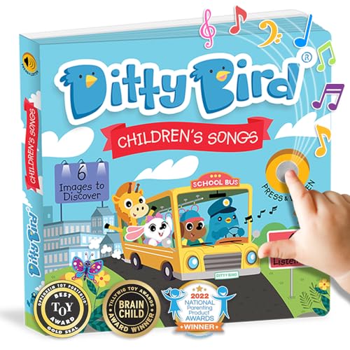 Ditty Bird Children’s Songs: Mi Primer Libro de Sonido Interactivo con 6 Canciones para Aprender inglés Mientras te diviertes. Juguete Educativo bebés y niños a Partir de 1 año.
