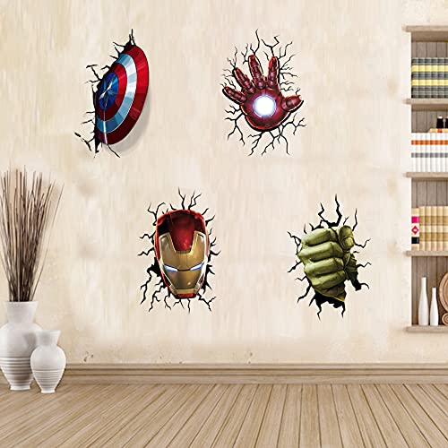 T-YU Pegatina de pared 3D para niños y niños, diseño de superhéroes con texto en inglés 