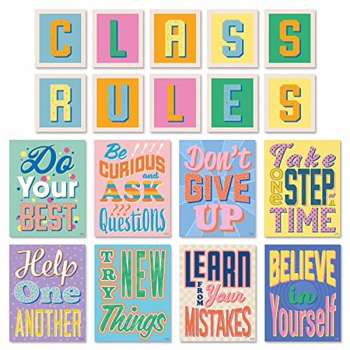 Sweetzer & Orange Juego de 8 carteles motivacionales para aulas de clase, letras para profesores, estudiantes, dormitorio, decoración de oficina para inspirar mentes jóvenes, laminadas de 11 x 14