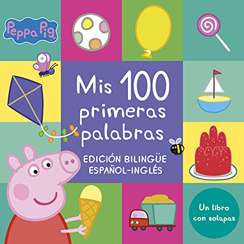 Peppa Pig. Libro de cartón con solapas - Mis 100 primeras palabras: Edición bilingüe español-inglés